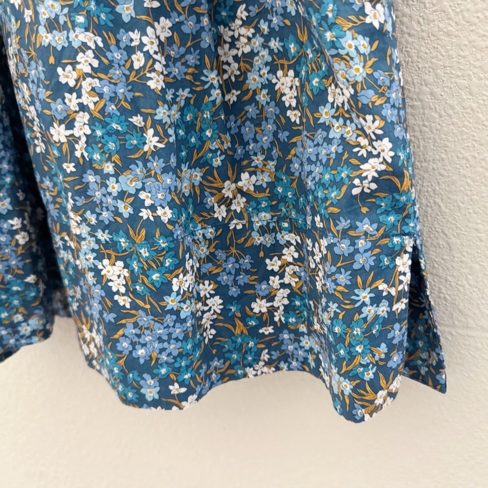 J. Crew Smocked Puff Sleeve Midi Dress XS Liberty Fabric Blue Floral Cottagecore - Picture 11 of 16
